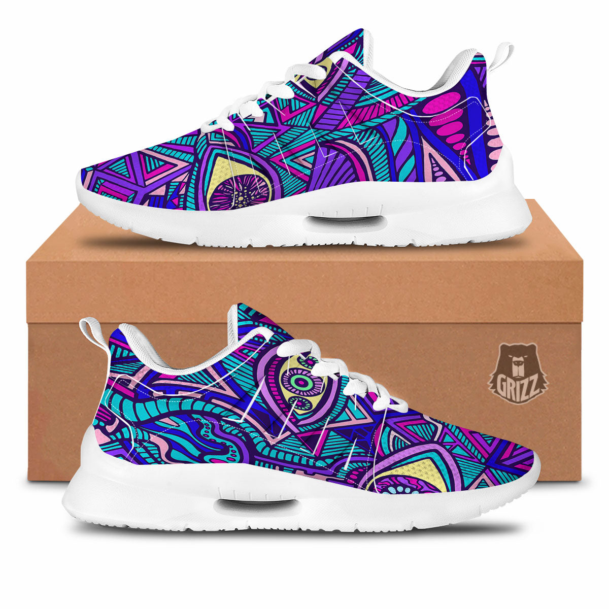 Tyrannosaurus Rex Colorful Print Tennis Shoes-grizzshop