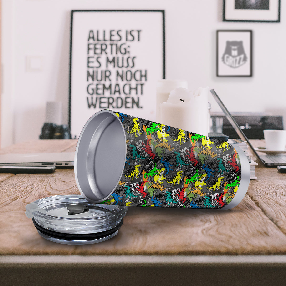 Tyrannosaurus Rex Colorful Print Tumbler-grizzshop