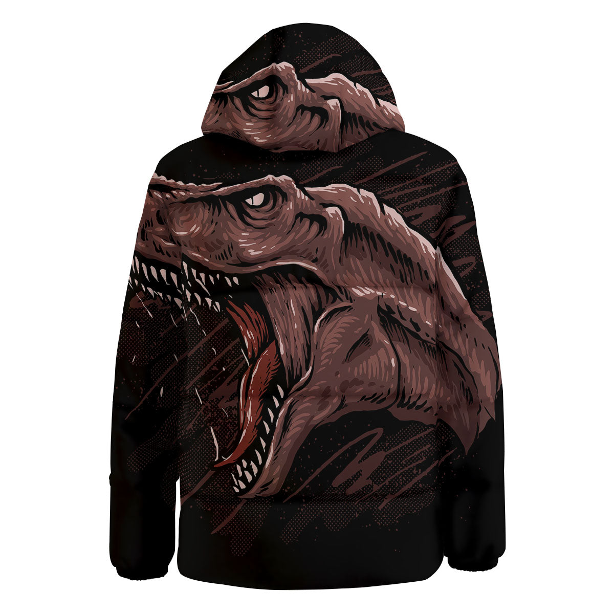 Tyrannosaurus Rex Head Print Down Jacket-grizzshop