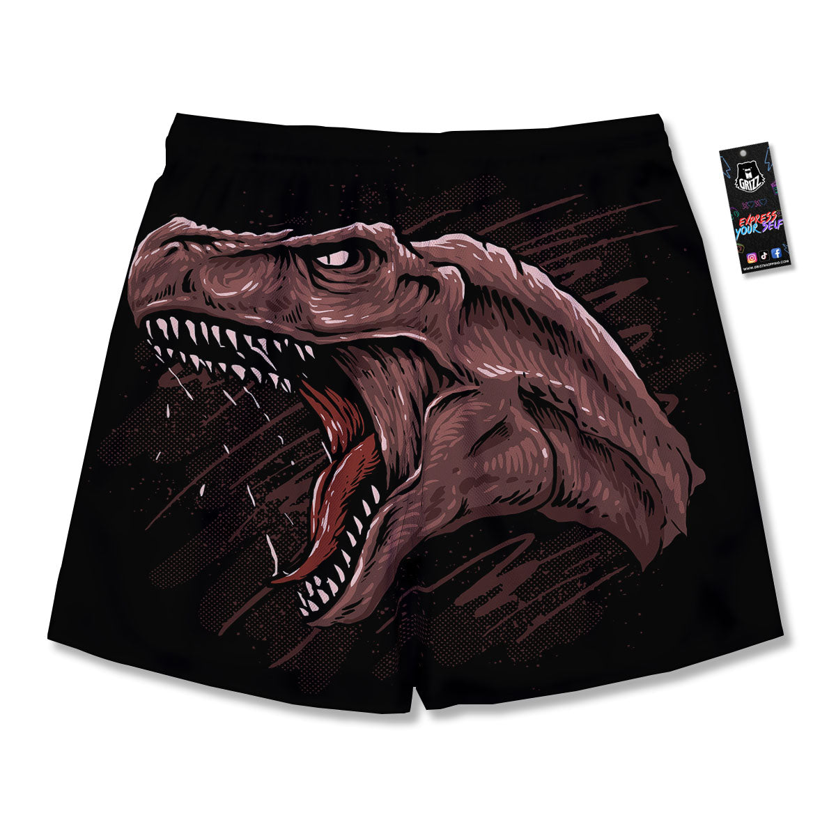 Tyrannosaurus Rex Head Print Men's Running Shorts-grizzshop
