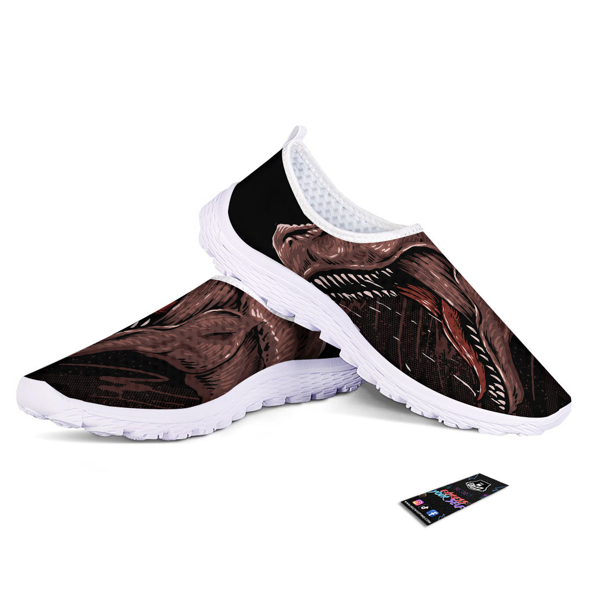 Tyrannosaurus Rex Head Print Nurse Shoes-grizzshop