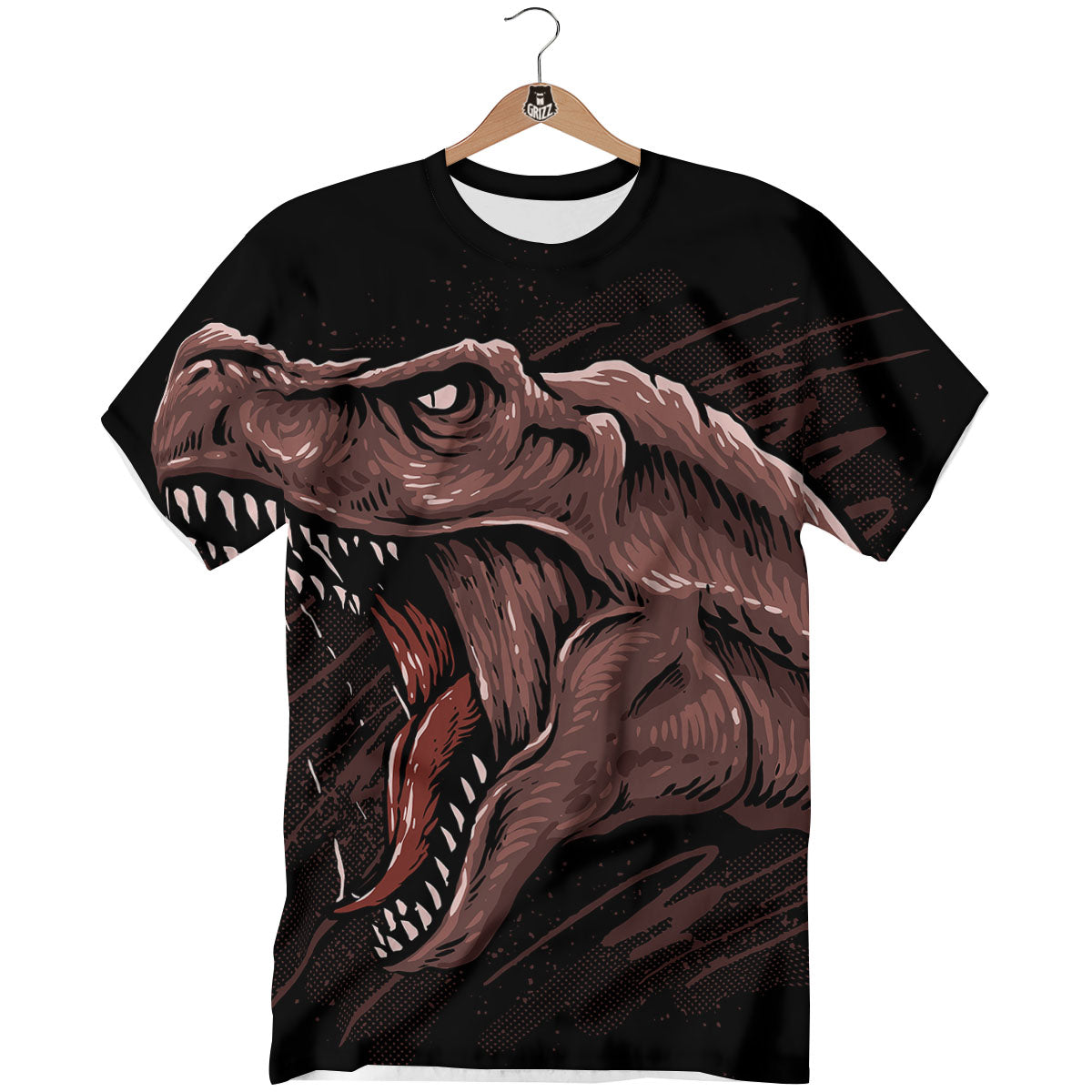 Tyrannosaurus Rex Head Print T-Shirt-grizzshop