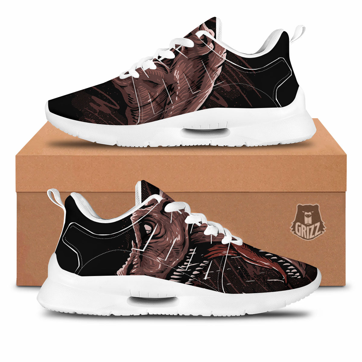 Tyrannosaurus Rex Head Print Tennis Shoes-grizzshop