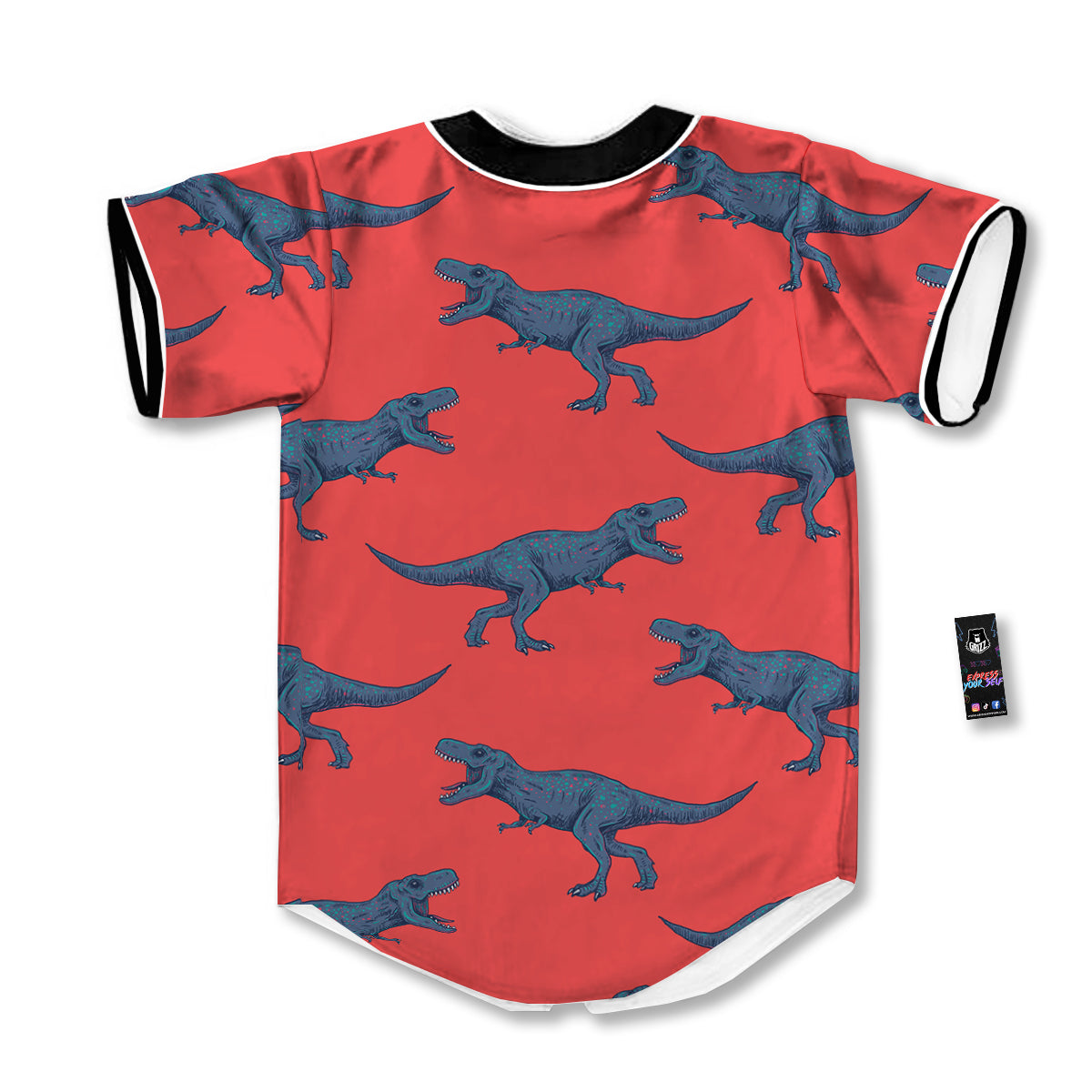 Tyrannosaurus Rex Print Pattern Baseball Jersey-grizzshop