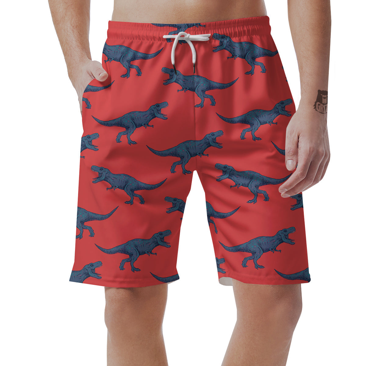 Tyrannosaurus Rex Print Pattern Men's Shorts-grizzshop