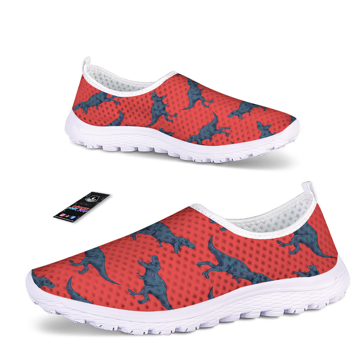Tyrannosaurus Rex Print Pattern Nurse Shoes-grizzshop