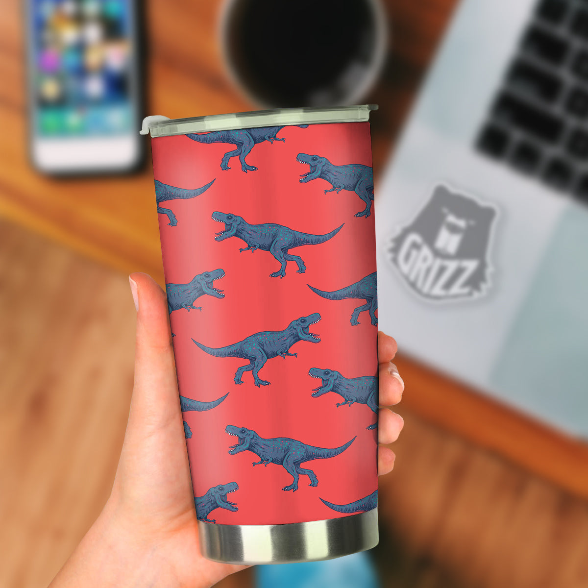 Tyrannosaurus Rex Print Pattern Tumbler-grizzshop