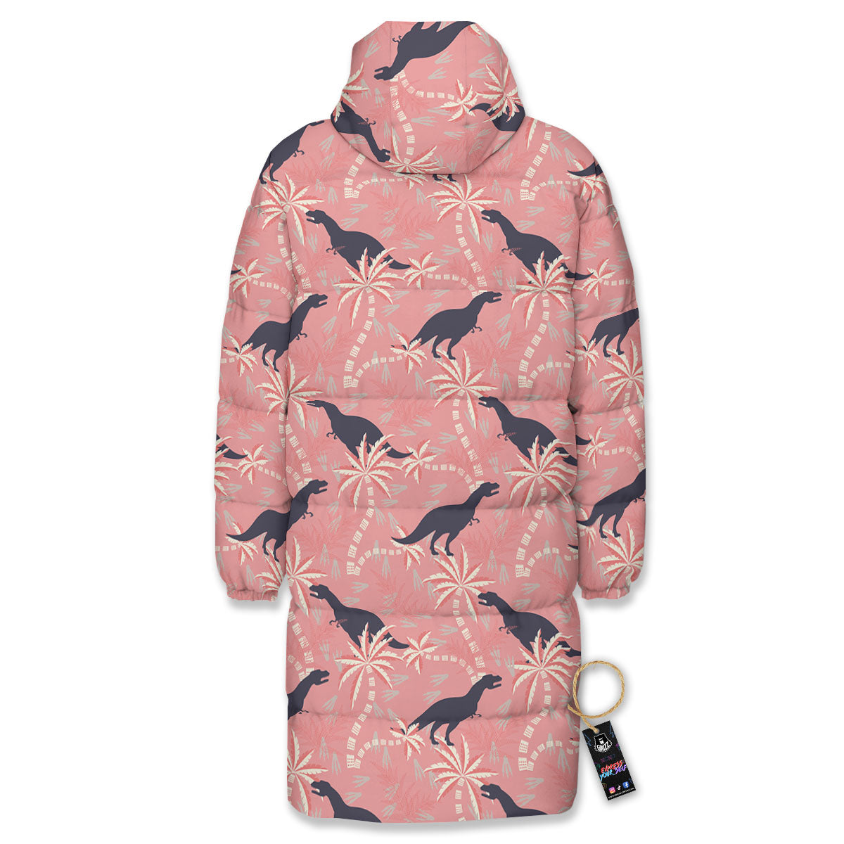 Tyrannosaurus Fossil Print Pattern Long Down Jacket