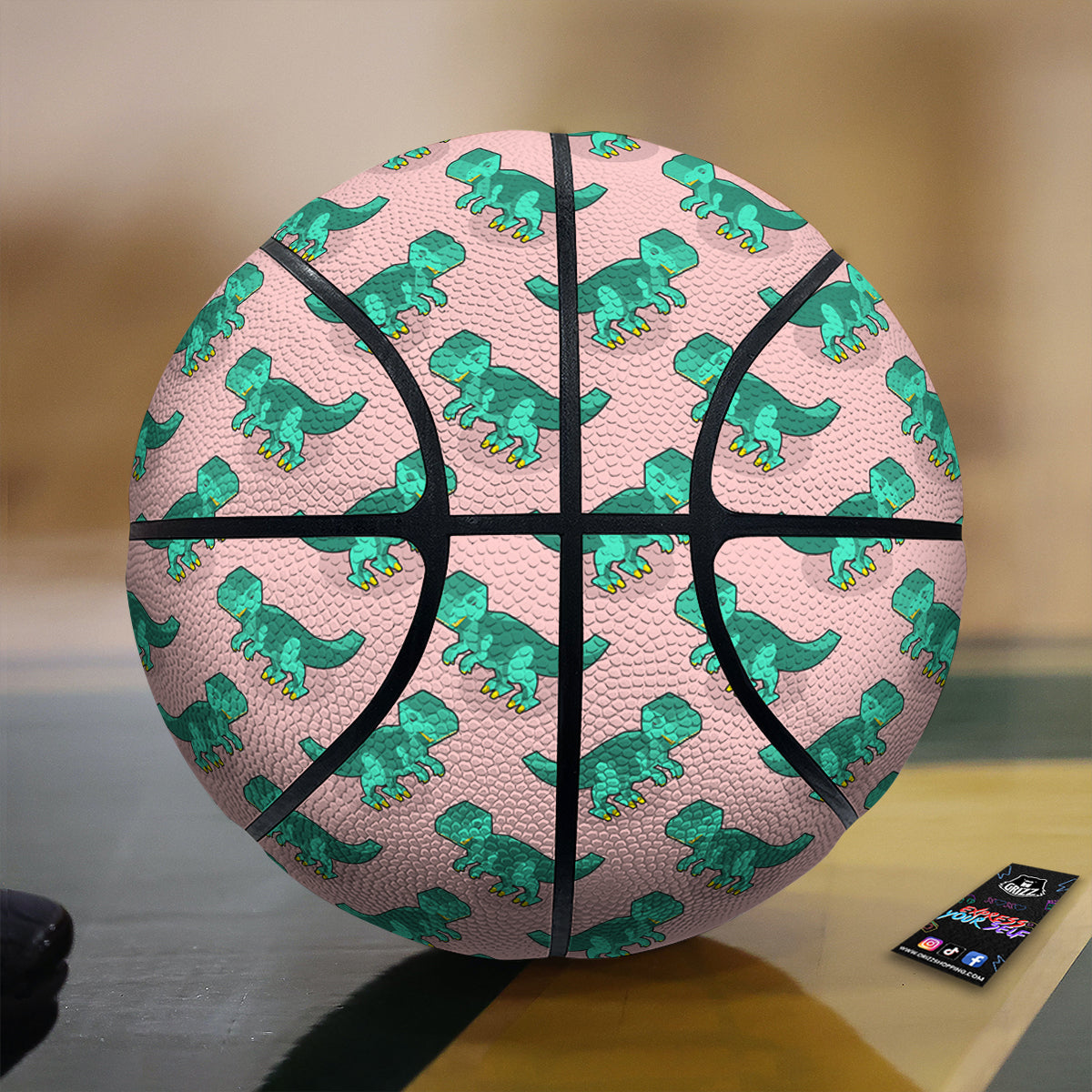 Tyrannosaurus Isometric Print Pattern Basketball