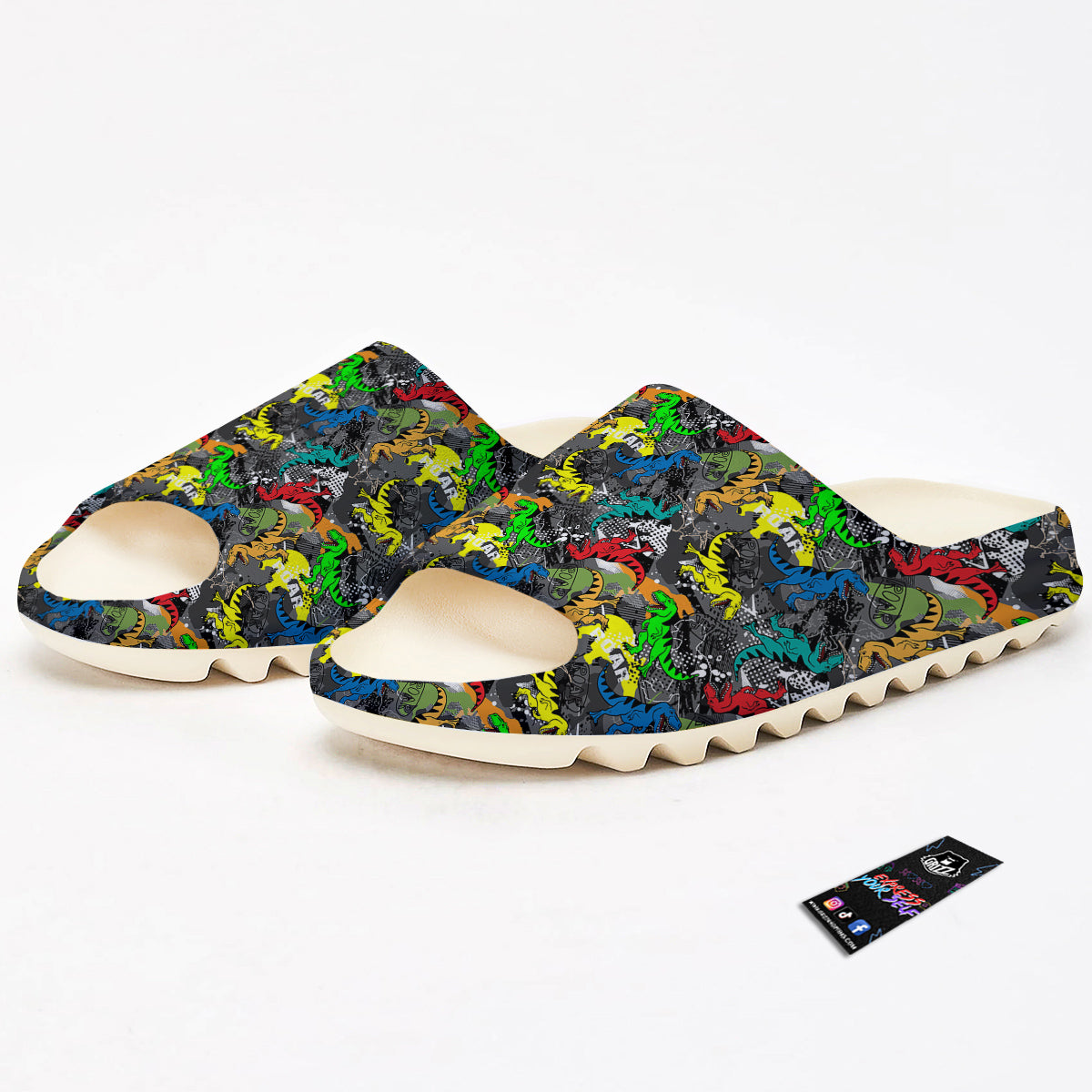 Tyrannosaurus Rex Colorful Print Sandals-grizzshop