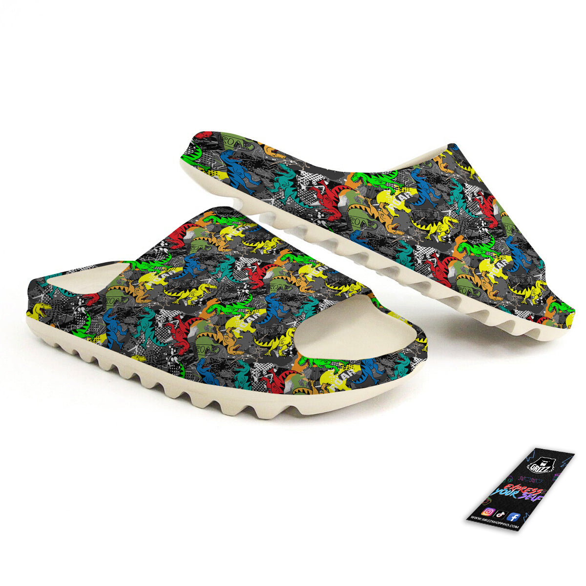 Tyrannosaurus Rex Colorful Print Sandals-grizzshop