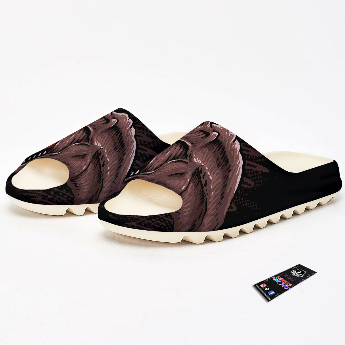 Tyrannosaurus Rex Head Print Sandals-grizzshop