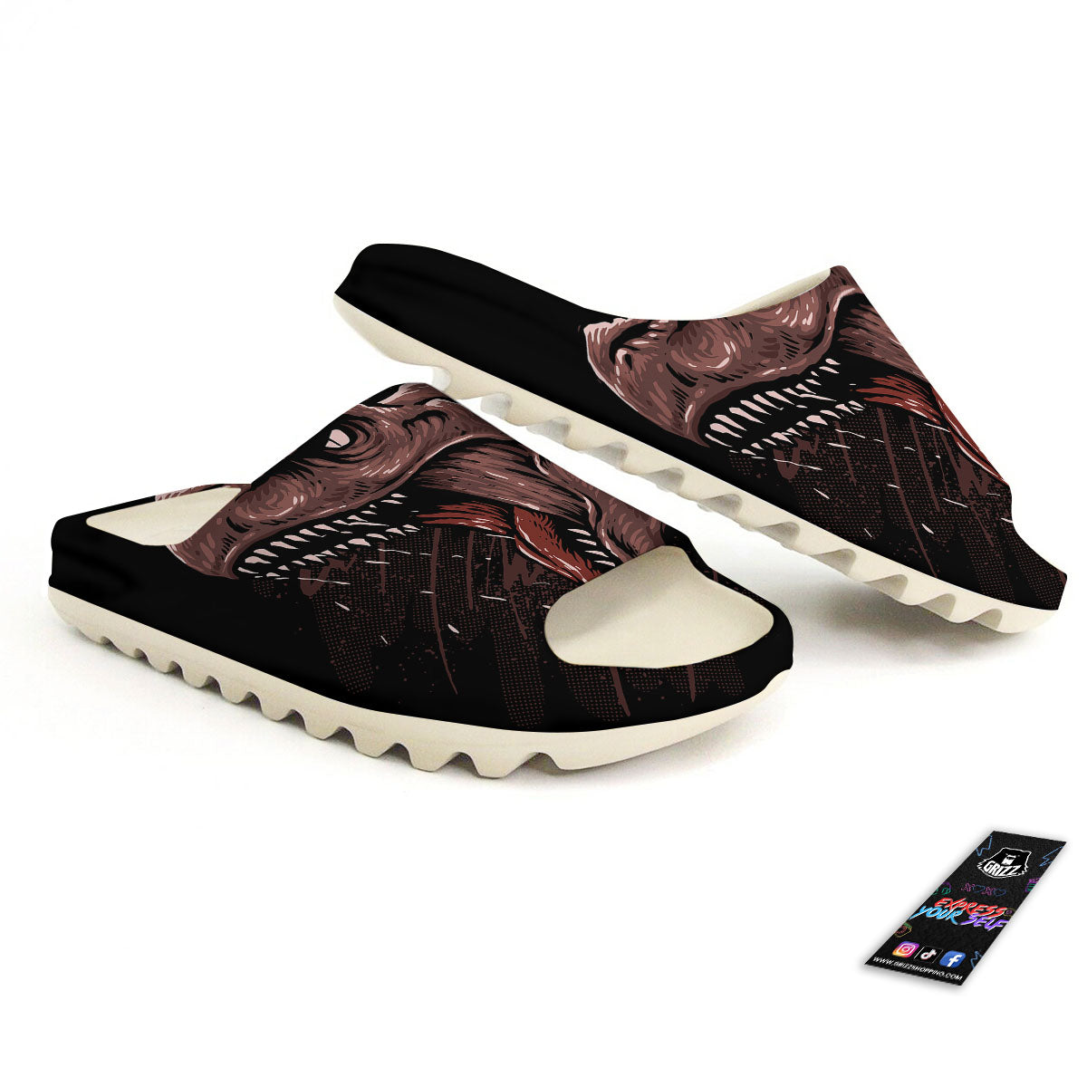 Tyrannosaurus Rex Head Print Sandals-grizzshop