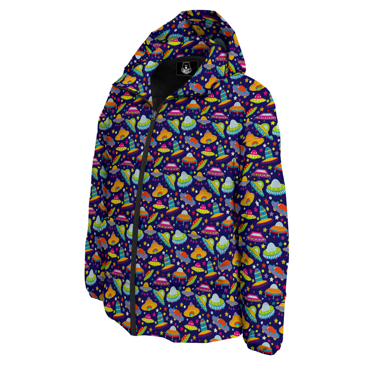UFO Colorful Print Pattern Down Jacket-grizzshop