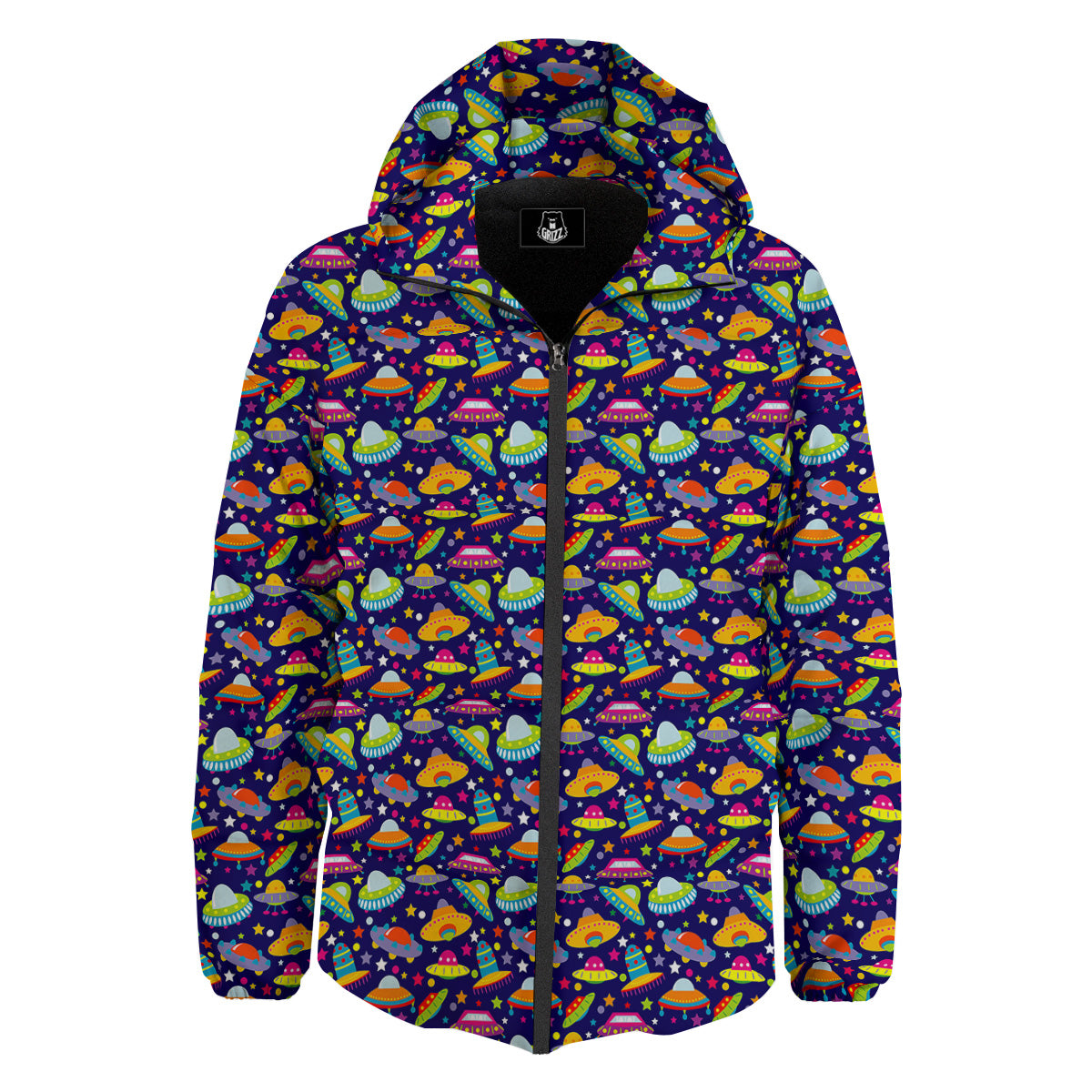 UFO Colorful Print Pattern Down Jacket-grizzshop