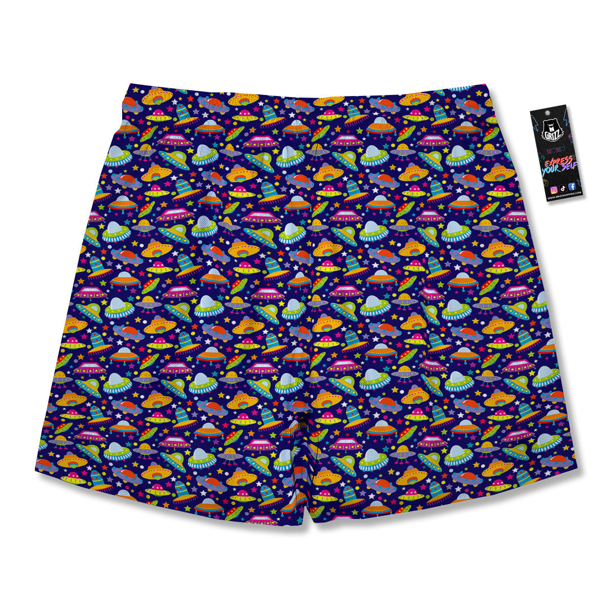 UFO Colorful Print Pattern Men's Running Shorts-grizzshop