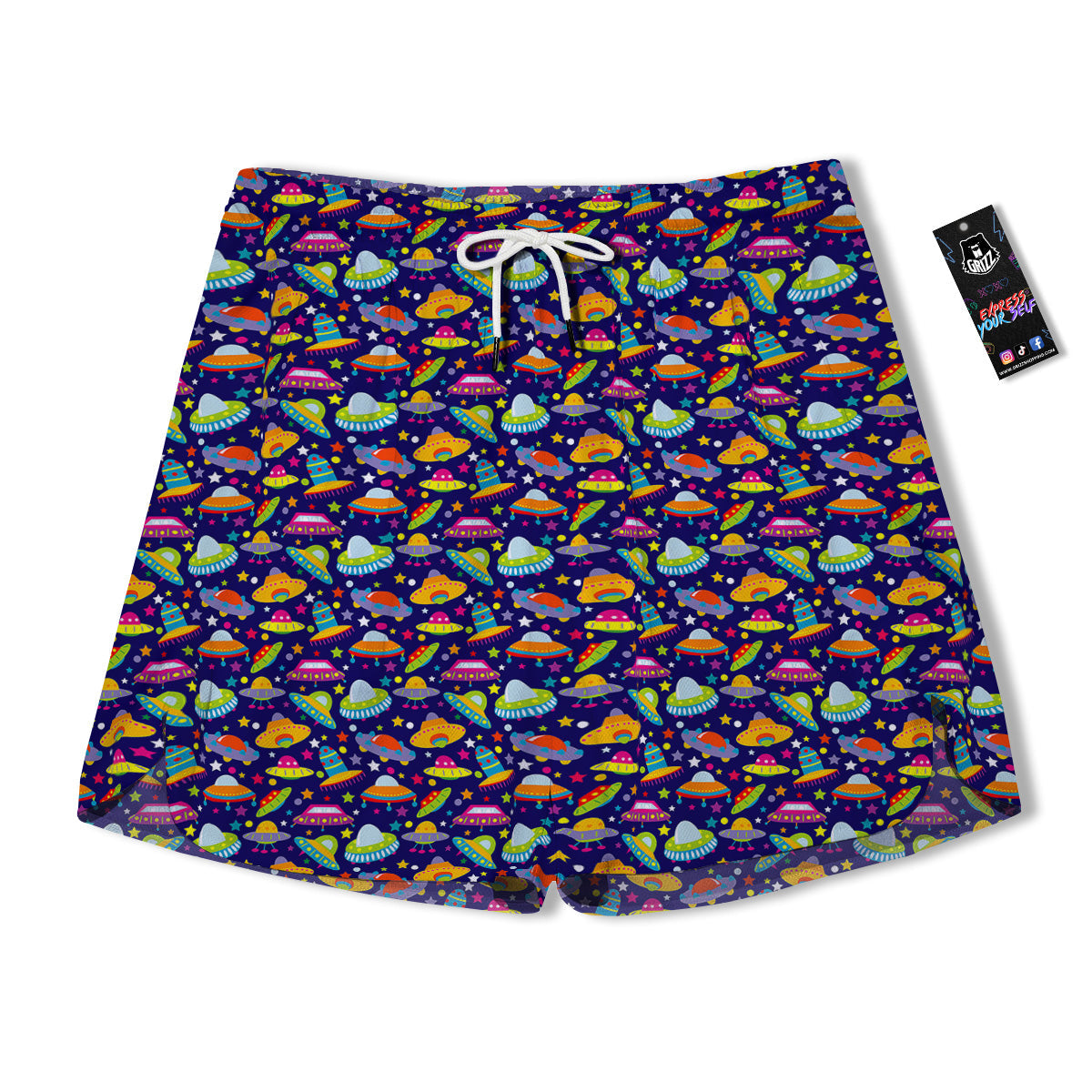 UFO Colorful Print Pattern Men's Running Shorts-grizzshop