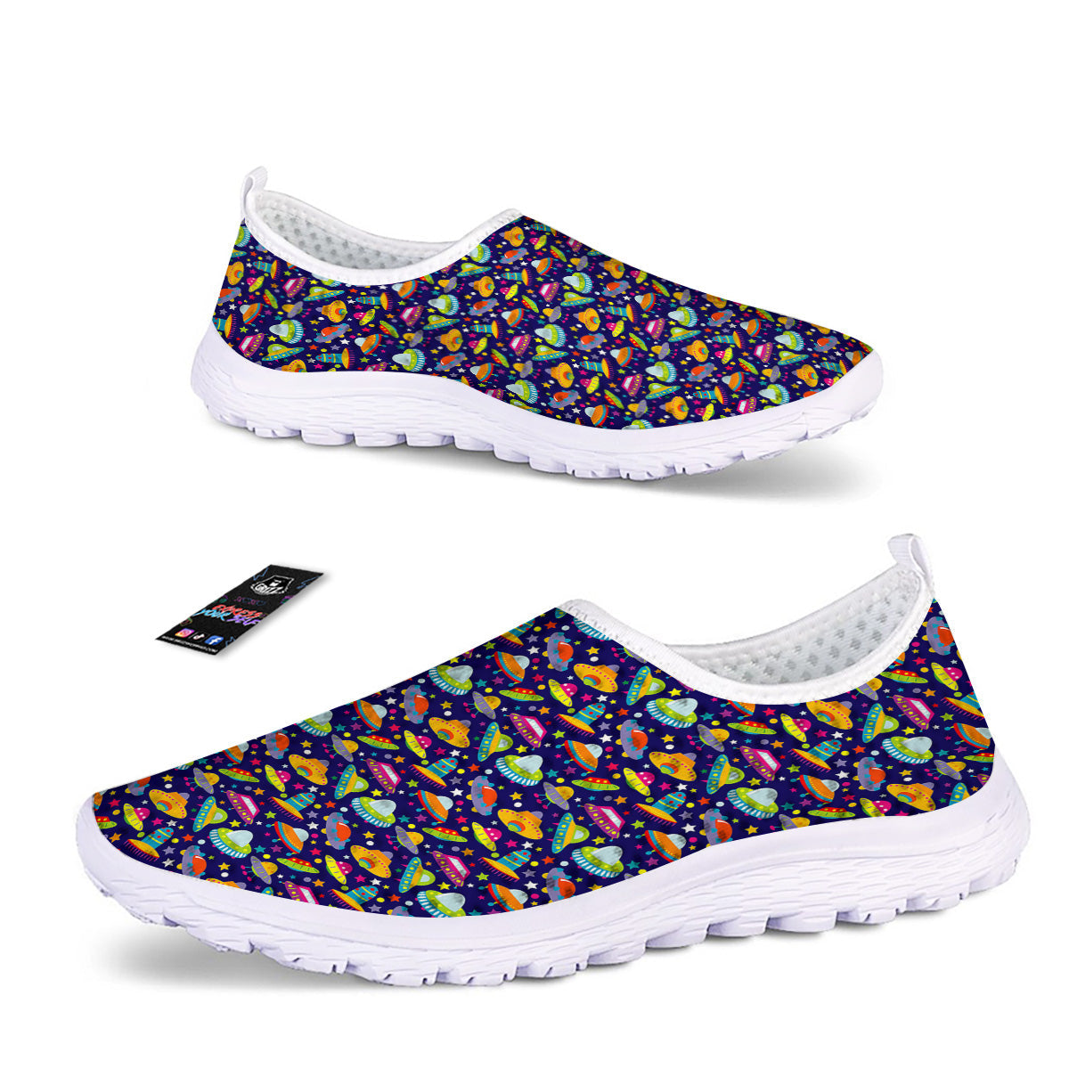 UFO Colorful Print Pattern Nurse Shoes-grizzshop