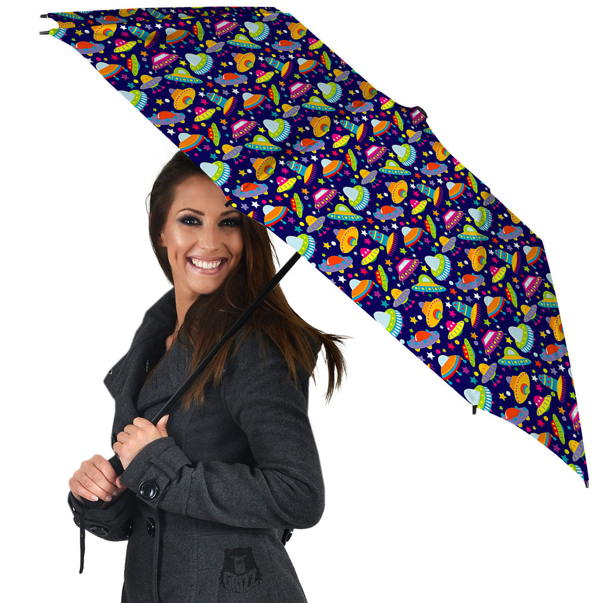 UFO Colorful Print Pattern Umbrella-grizzshop