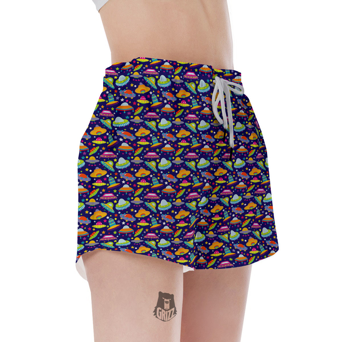 UFO Colorful Print Pattern Women's Shorts-grizzshop