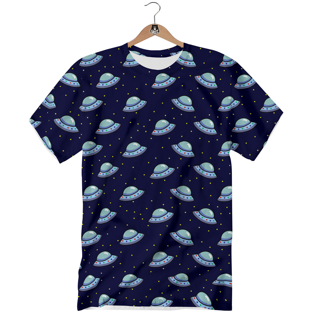 UFO Galaxy Print Pattern T-Shirt-grizzshop