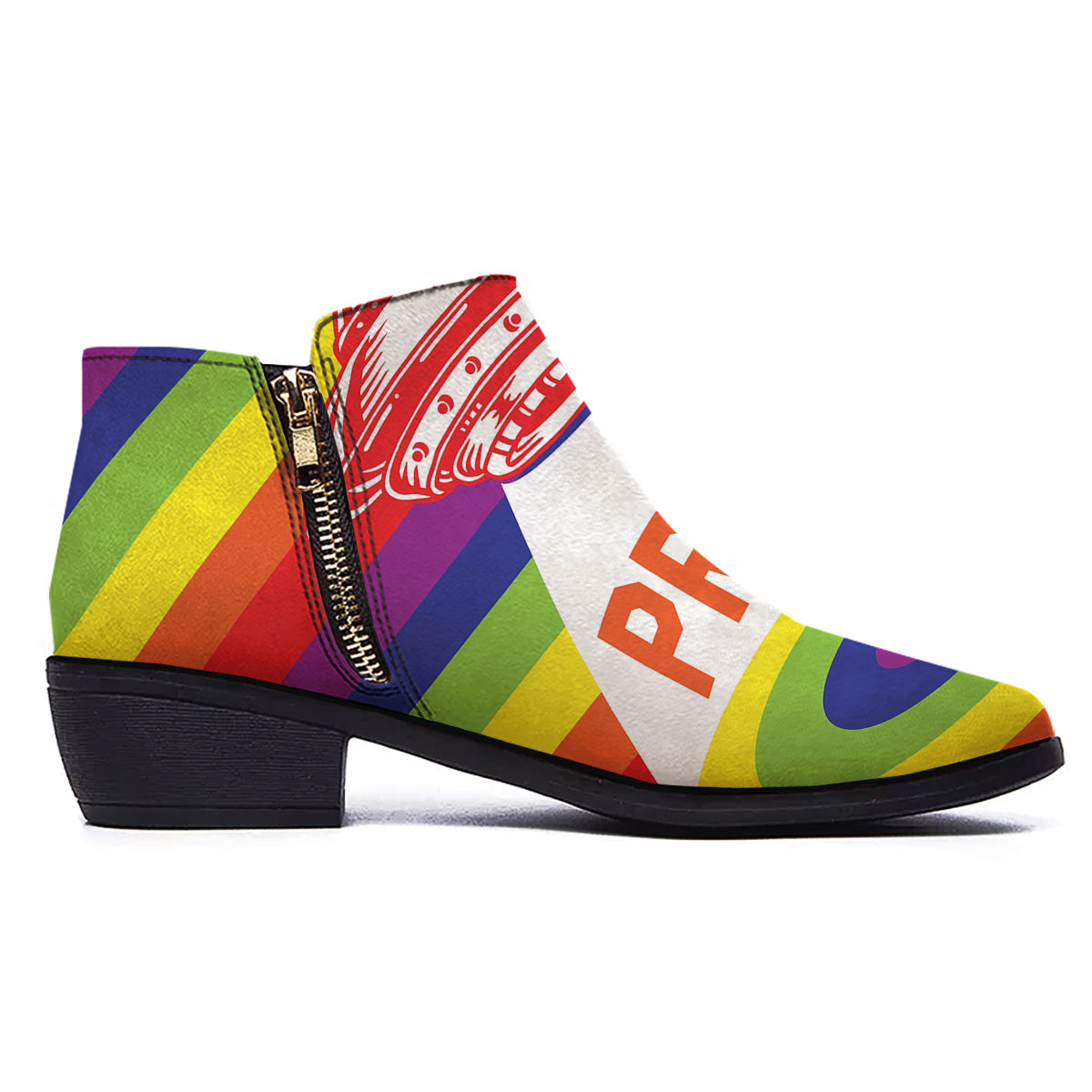 UFO LGBT Pride Rainbow Print Ankle Boots-grizzshop