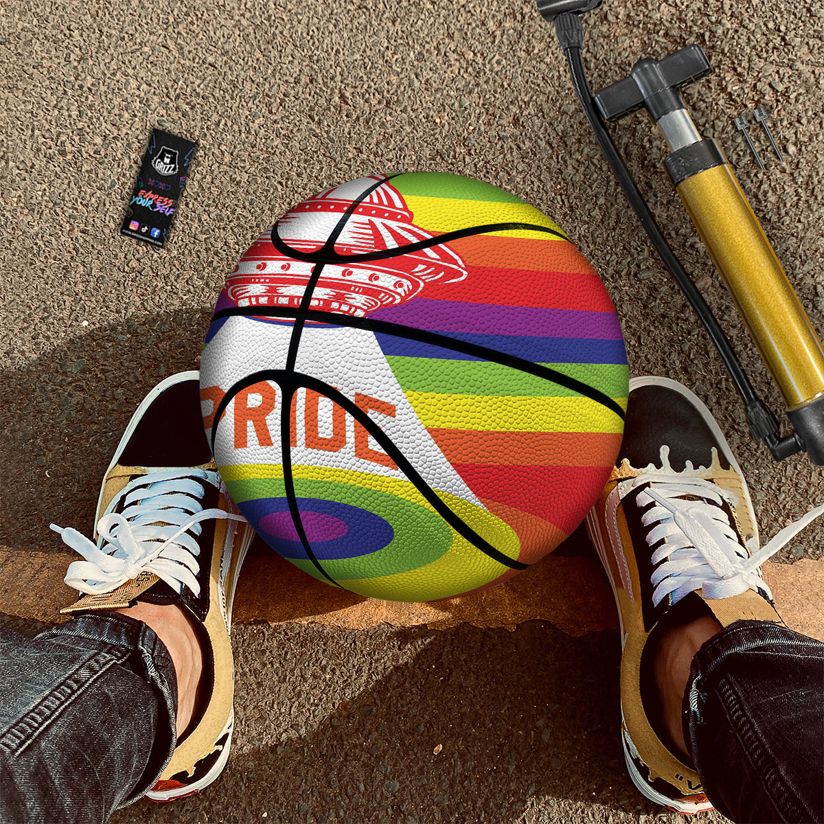 UFO LGBT Pride Rainbow Print Basketball-grizzshop