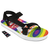 UFO LGBT Pride Rainbow Print Black Open Toe Sandals-grizzshop