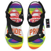 UFO LGBT Pride Rainbow Print Black Open Toe Sandals-grizzshop