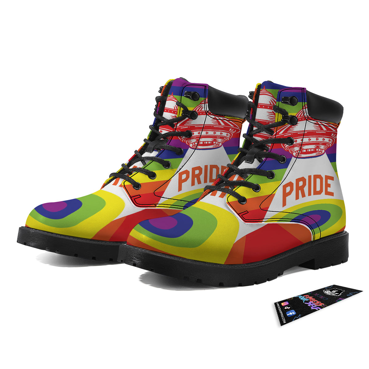 UFO LGBT Pride Rainbow Print Boots-grizzshop