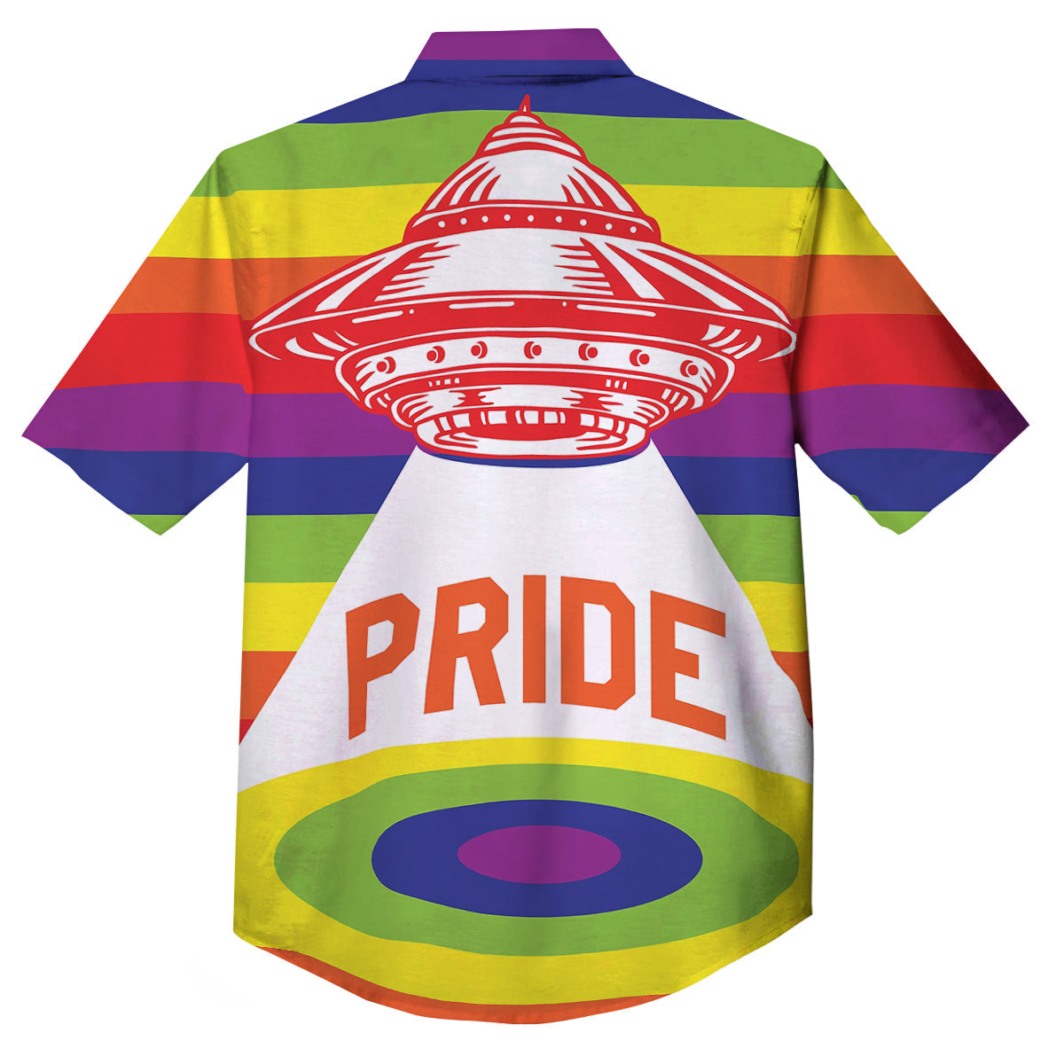 UFO LGBT Pride Rainbow Print Button Up Shirt-grizzshop