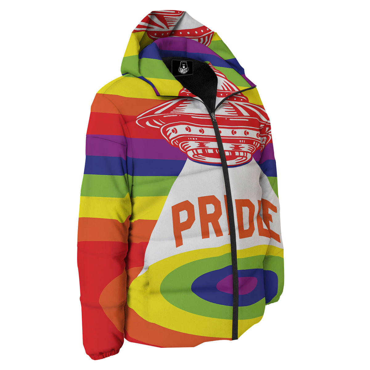 UFO LGBT Pride Rainbow Print Down Jacket-grizzshop