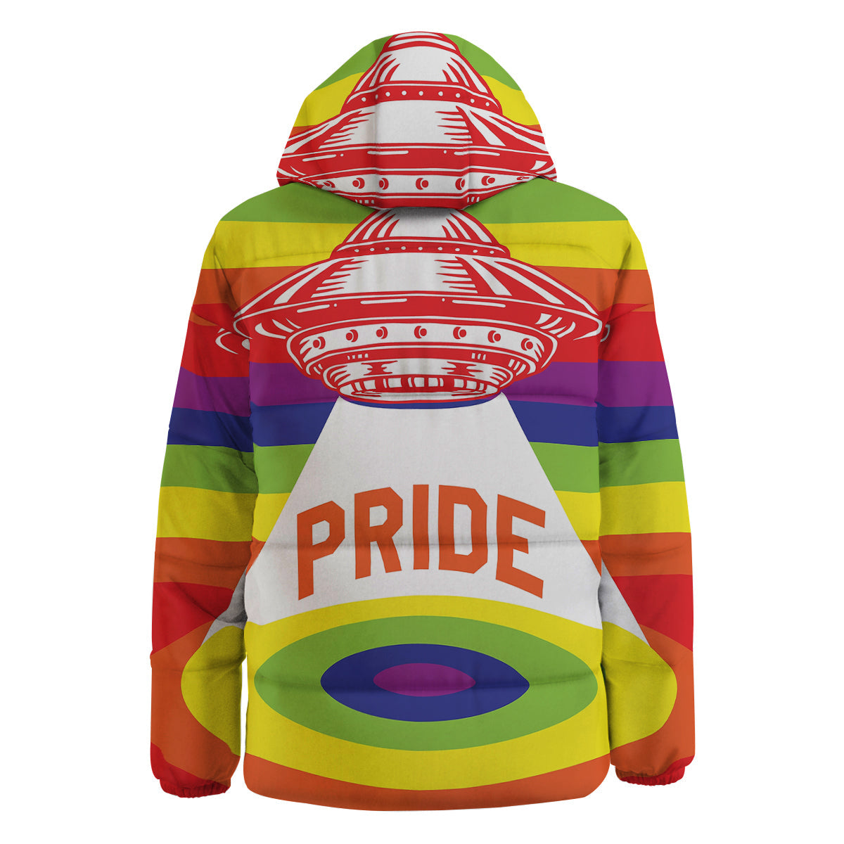 UFO LGBT Pride Rainbow Print Down Jacket-grizzshop