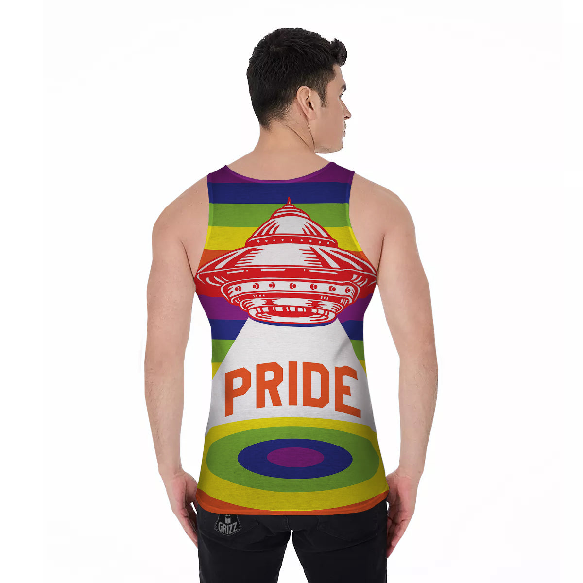 UFO LGBT Pride Rainbow Print Men's Tank Top-grizzshop