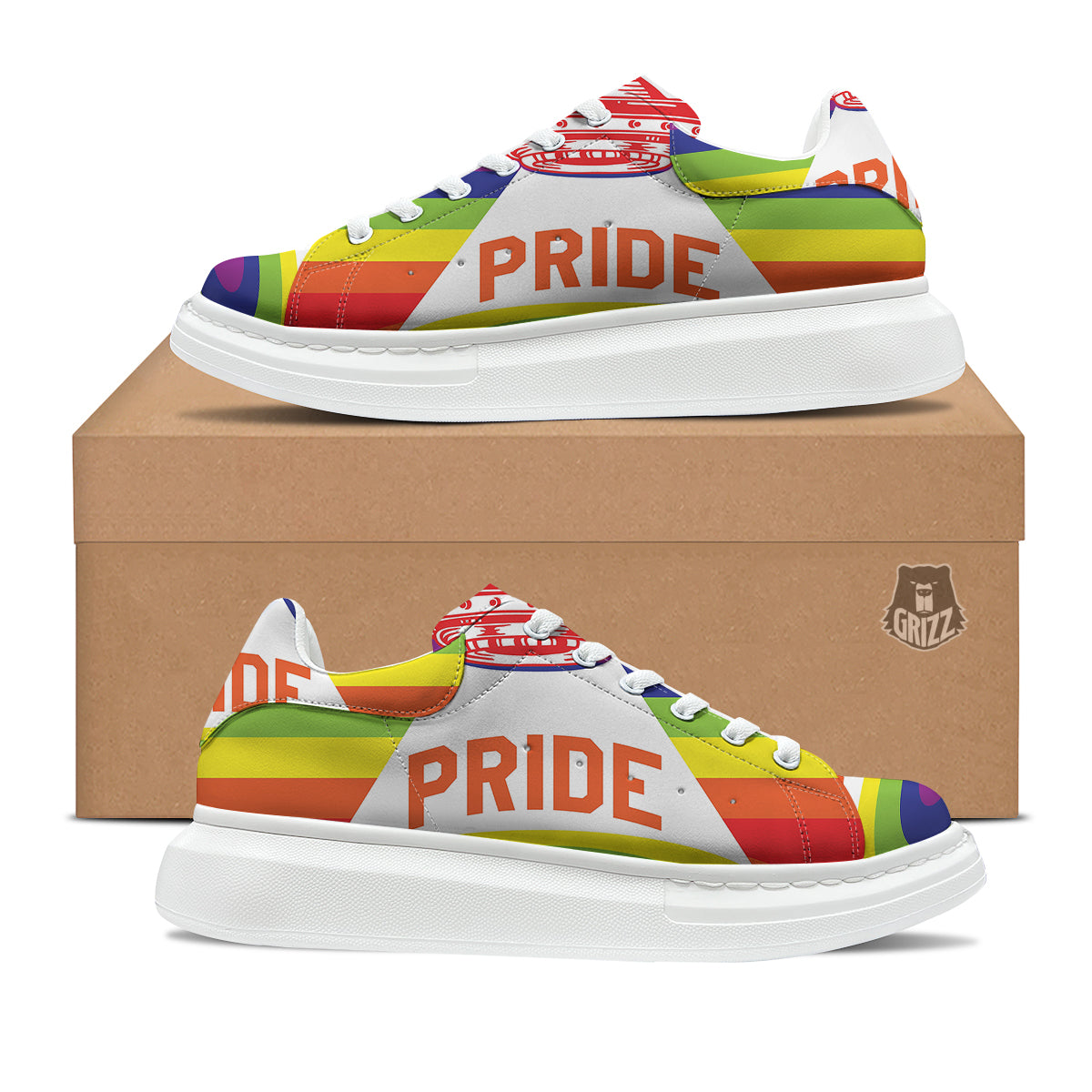 UFO LGBT Pride Rainbow Print Platform Shoes-grizzshop