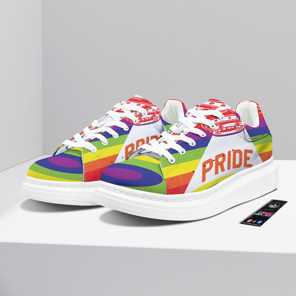 UFO LGBT Pride Rainbow Print Platform Shoes-grizzshop