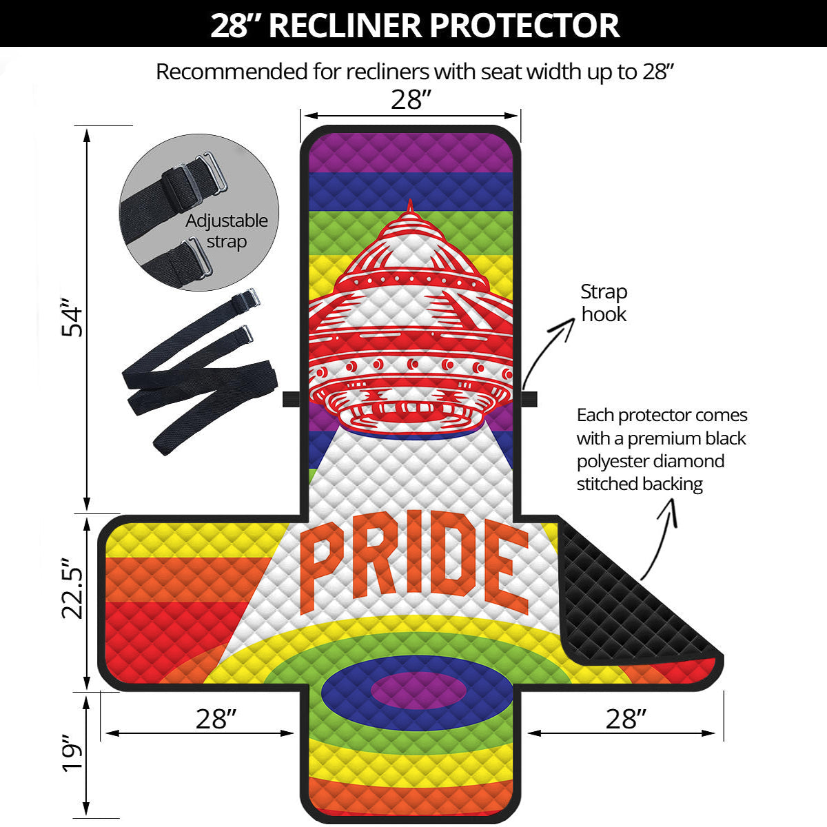 UFO LGBT Pride Rainbow Print Recliner Protector-grizzshop