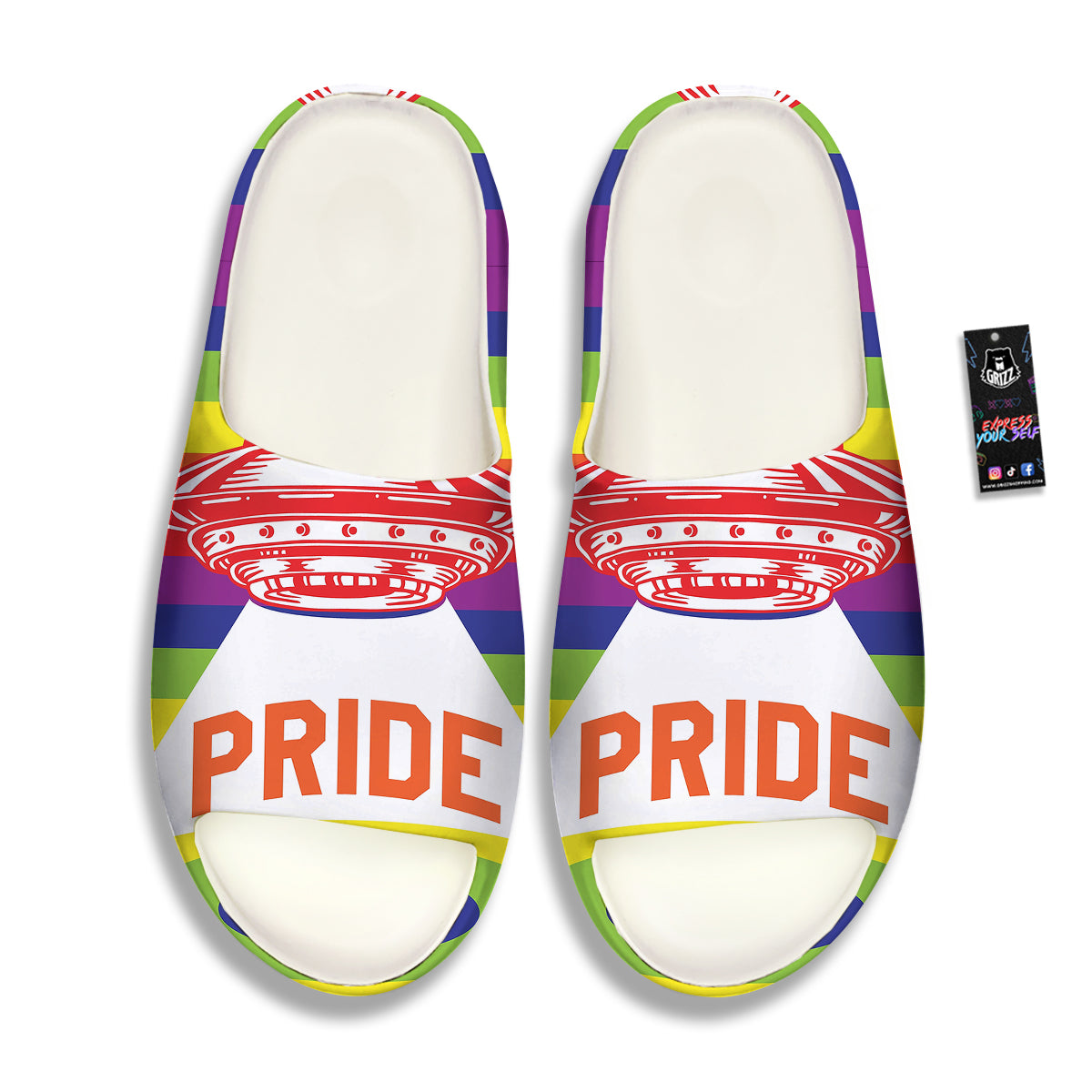 UFO LGBT Pride Rainbow Print Sandals-grizzshop