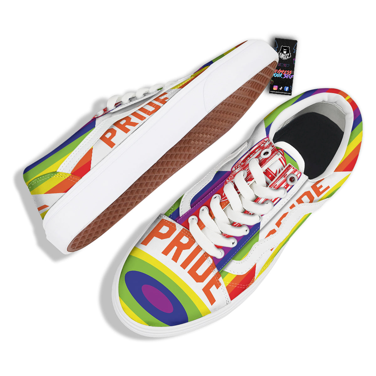 UFO LGBT Pride Rainbow Print Skate Shoes-grizzshop