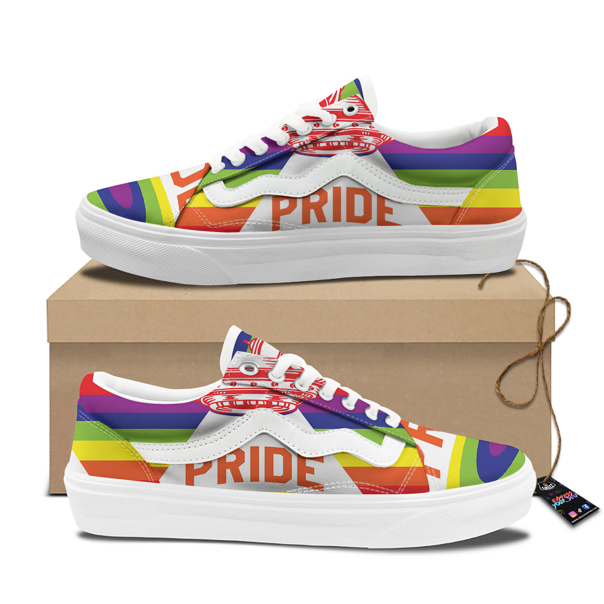 UFO LGBT Pride Rainbow Print Skate Shoes-grizzshop