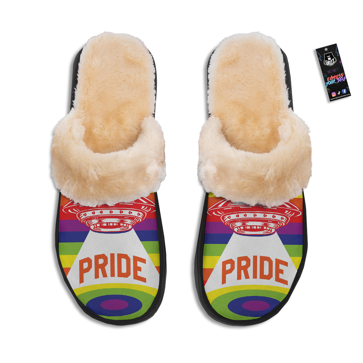 UFO LGBT Pride Rainbow Print Slippers-grizzshop