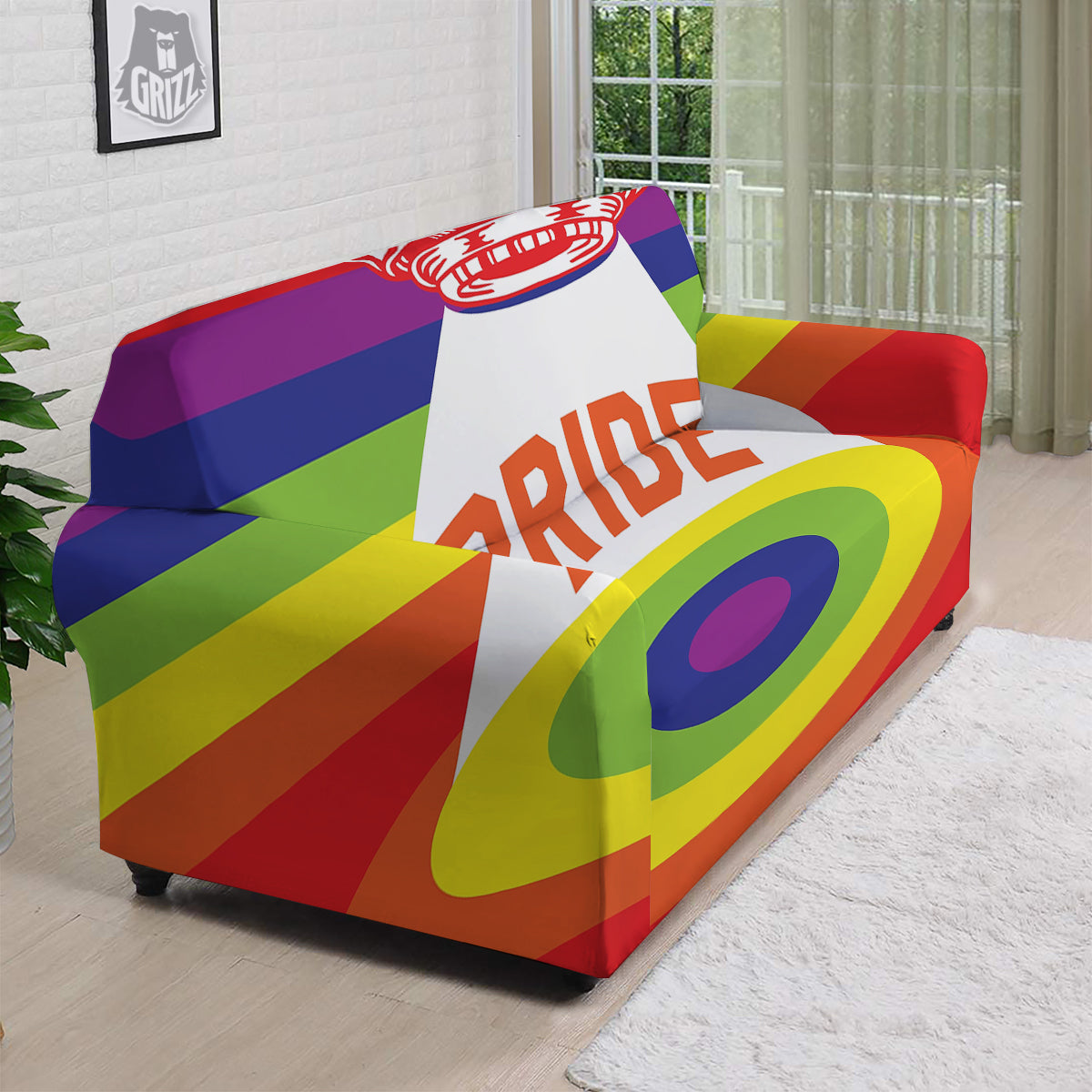 UFO LGBT Pride Rainbow Print Sofa Cover-grizzshop