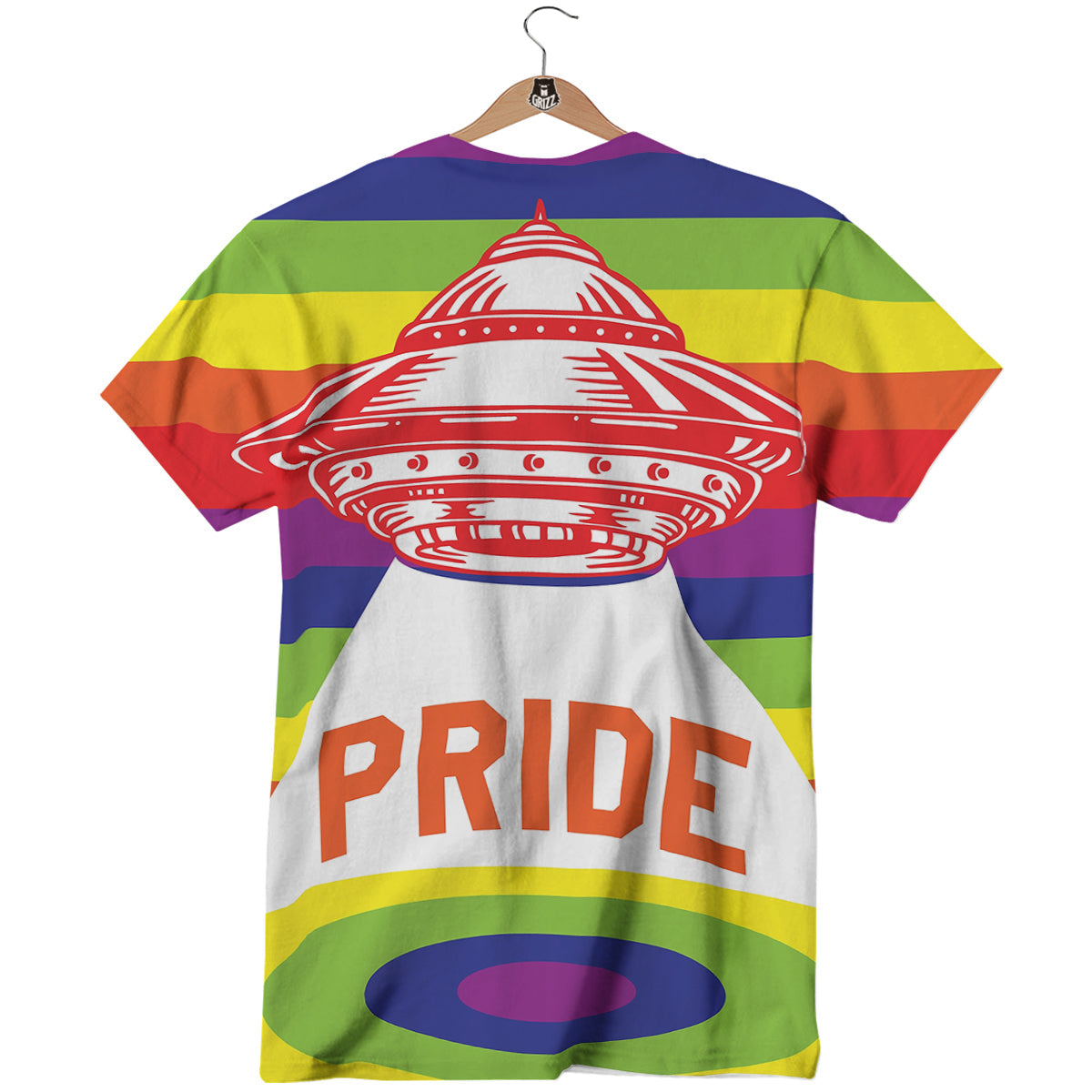 UFO LGBT Pride Rainbow Print T-Shirt-grizzshop