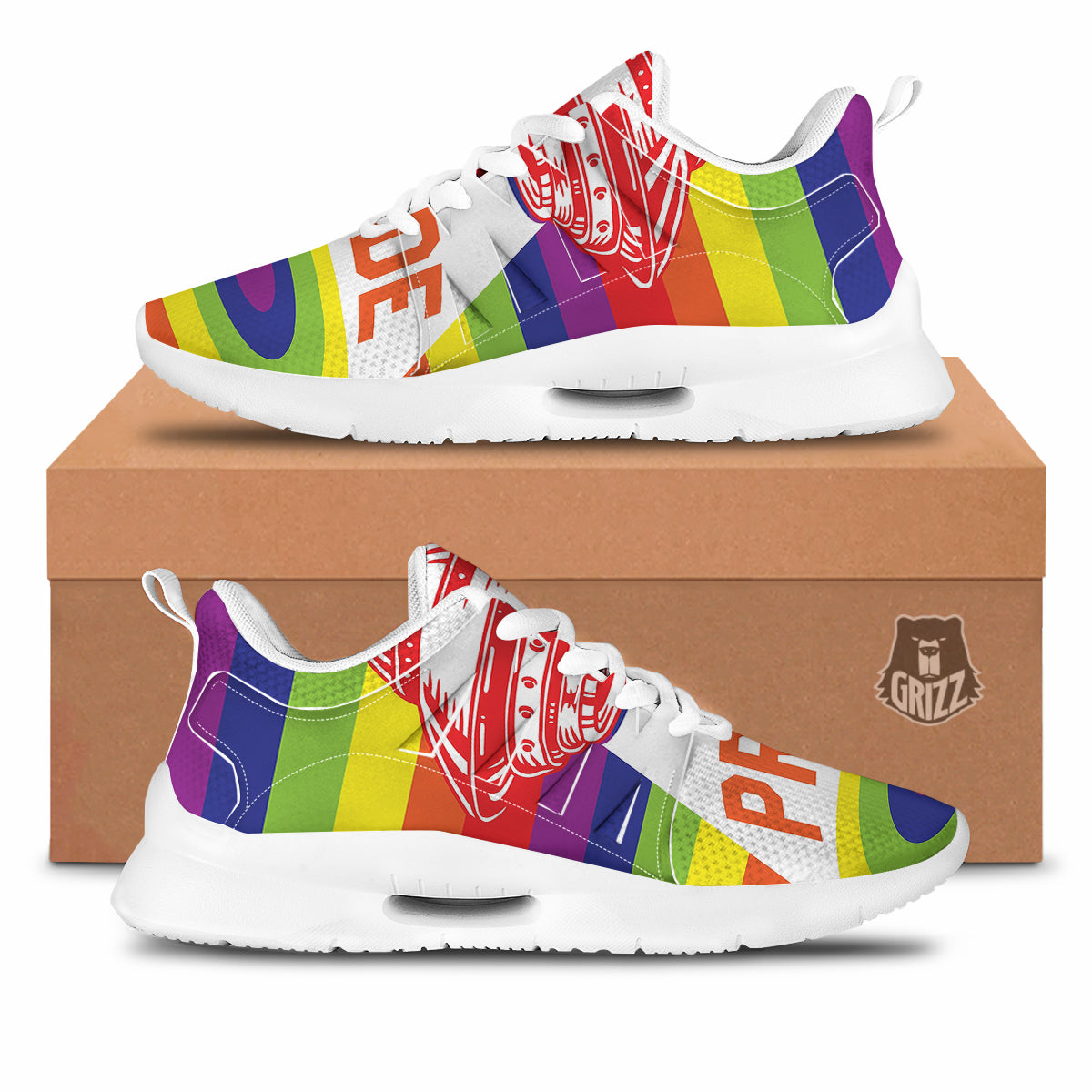 UFO LGBT Pride Rainbow Print Tennis Shoes-grizzshop