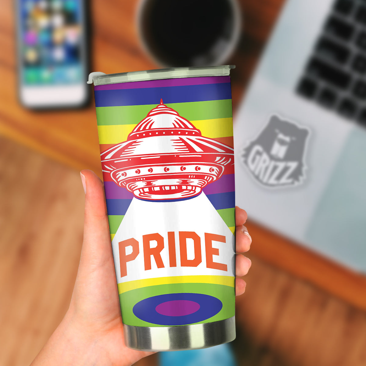 UFO LGBT Pride Rainbow Print Tumbler-grizzshop