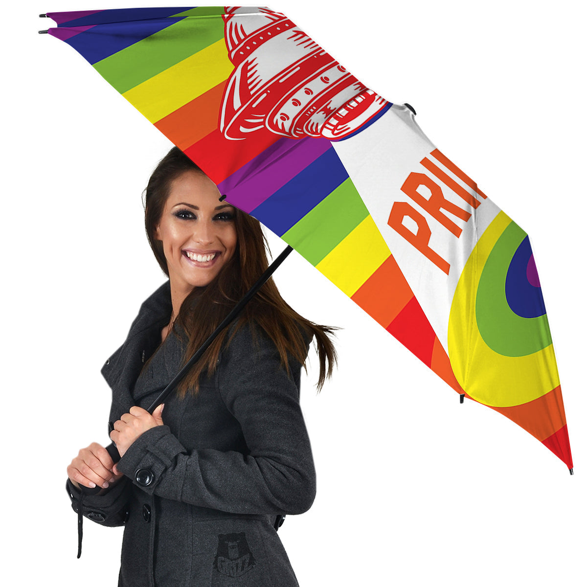 UFO LGBT Pride Rainbow Print Umbrella-grizzshop