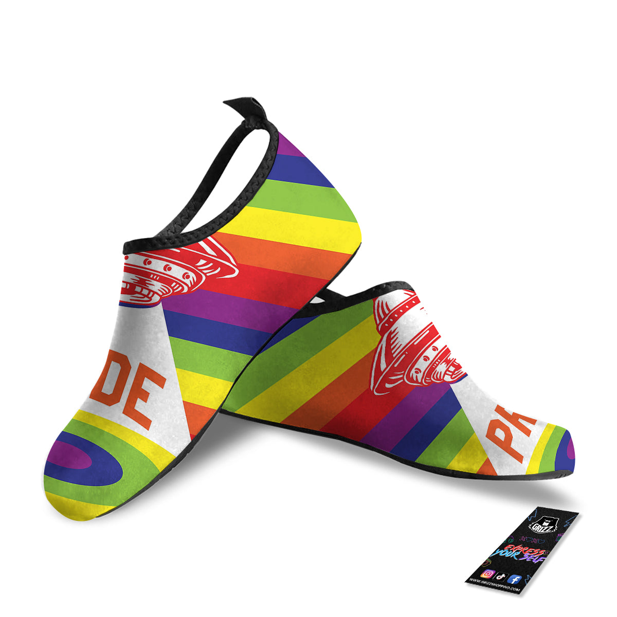 UFO LGBT Pride Rainbow Print Water Shoes-grizzshop