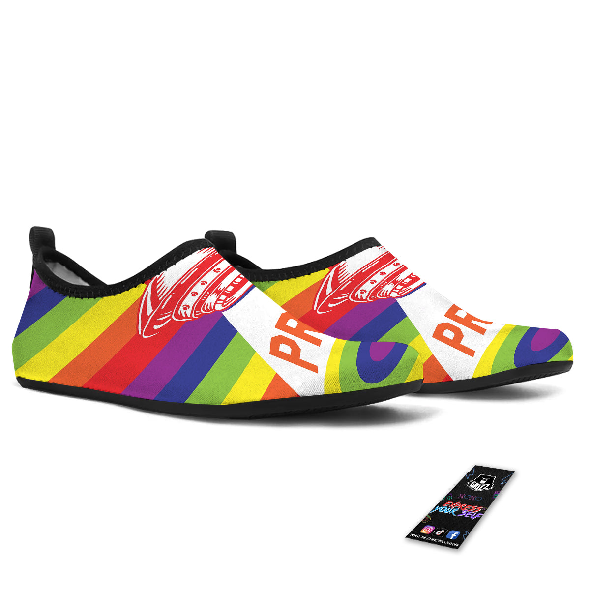 UFO LGBT Pride Rainbow Print Water Shoes-grizzshop