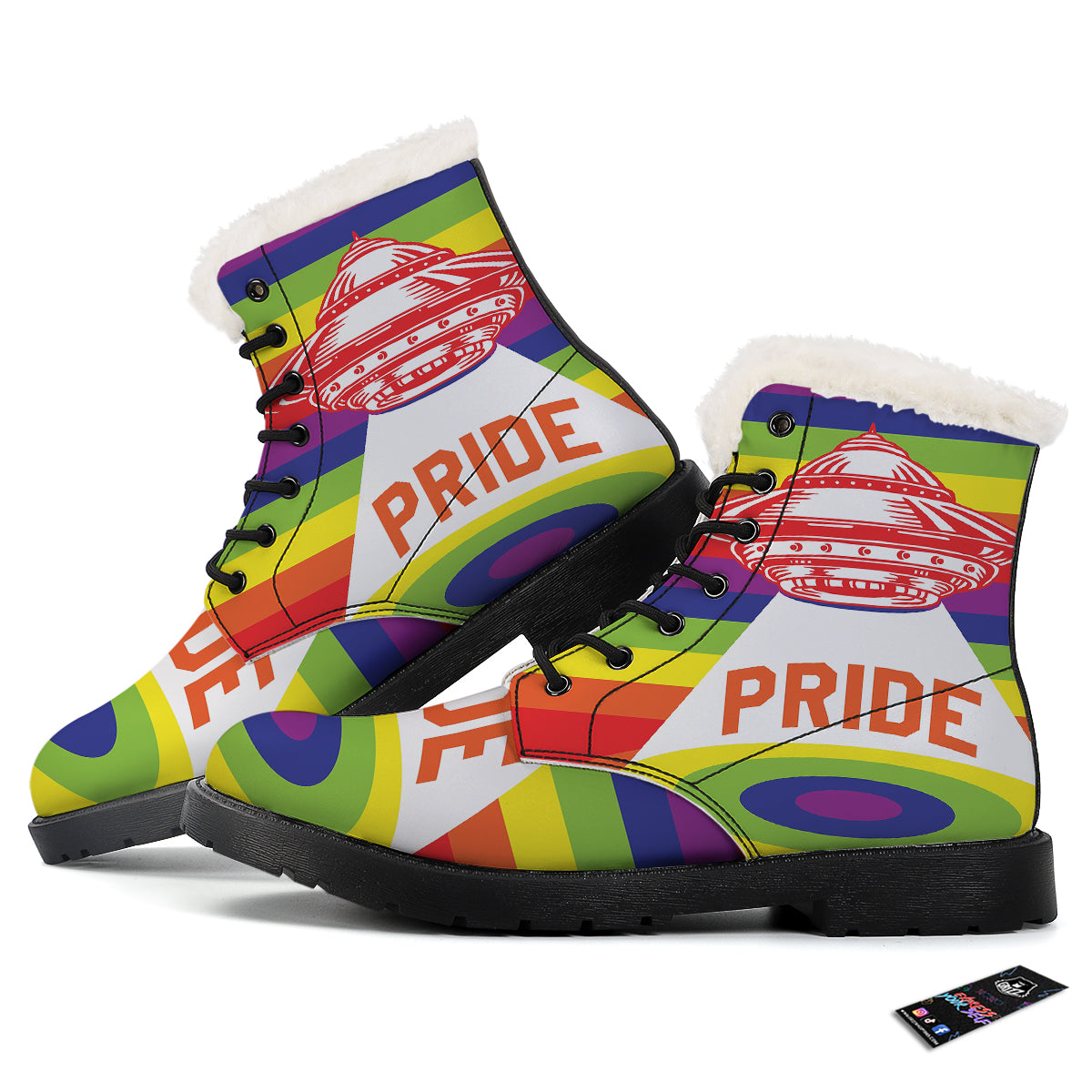 UFO LGBT Pride Rainbow Print Winter Boots-grizzshop