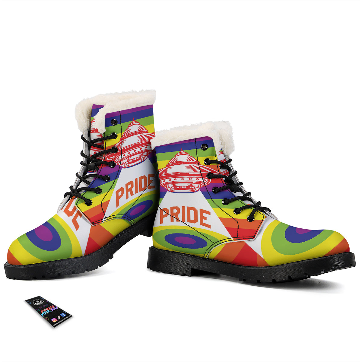 UFO LGBT Pride Rainbow Print Winter Boots-grizzshop